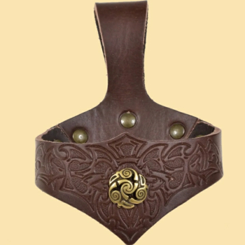 Trinkhorn-Halter - Prägung und Niete - braun - Größe 3